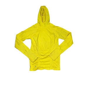 Athleta Womens Size Medium Tracker Hoodie Yellow Fitted Running Long Sleeve
